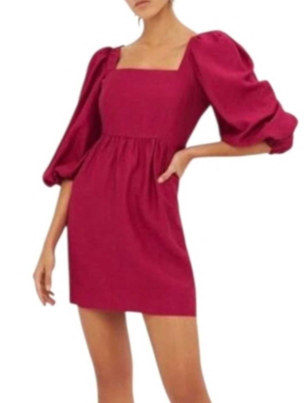 Ba&sh Palerme Pink Linen Blend Puff Sleeve Shantung Mini Dress Womens Size 3/US8